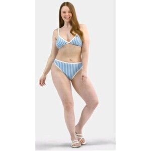 Time and Tru Plus Size Bikini Set Blue White NWT Top 3X 22W 24W Bottom 1X 16W 18